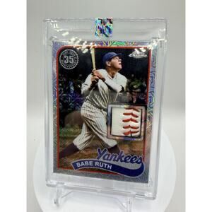 Art Card Babe Ruth With Baseball Piece Card Made By Mayflower Custom Cards